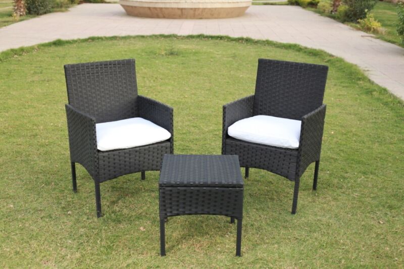 Rattan Garden Furniture Set Chair Table 3 Pcs Patio - Cints and Home