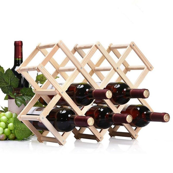 Amazing 10 Bottles Wine Rack Wooden Folding