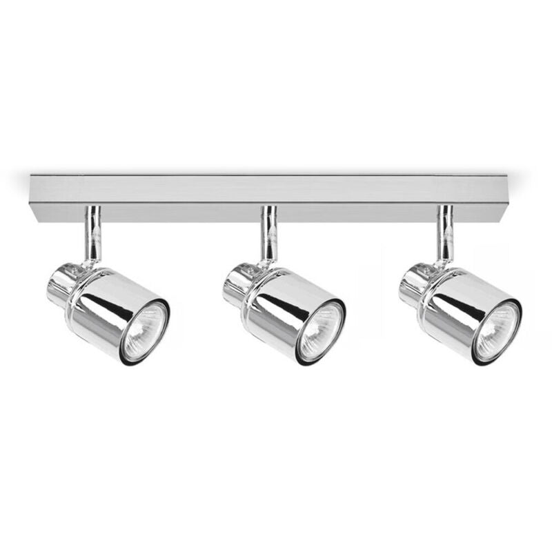 3 Way Chrome Ceiling Spotlight Fitting Adjustable Straight Bar - Cints and Home