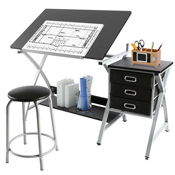 Drafting Table with Stool & Three Drawers