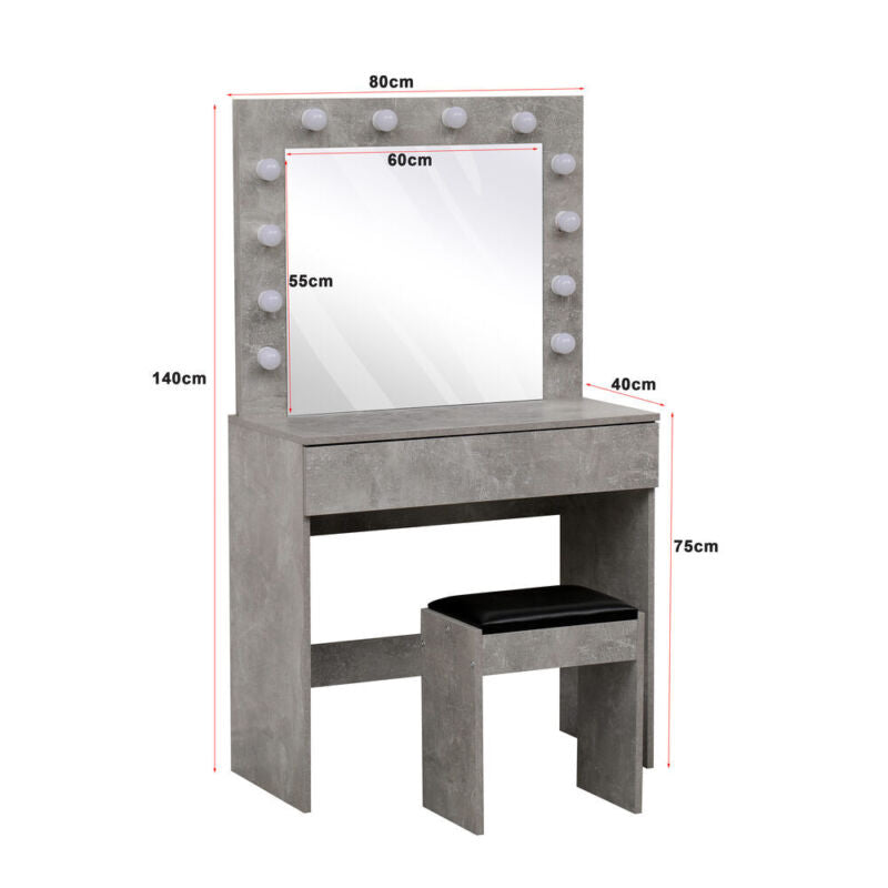 Dressing Table with LED Mirror Modern Makeup Desk Vanity grey - Cints and Home