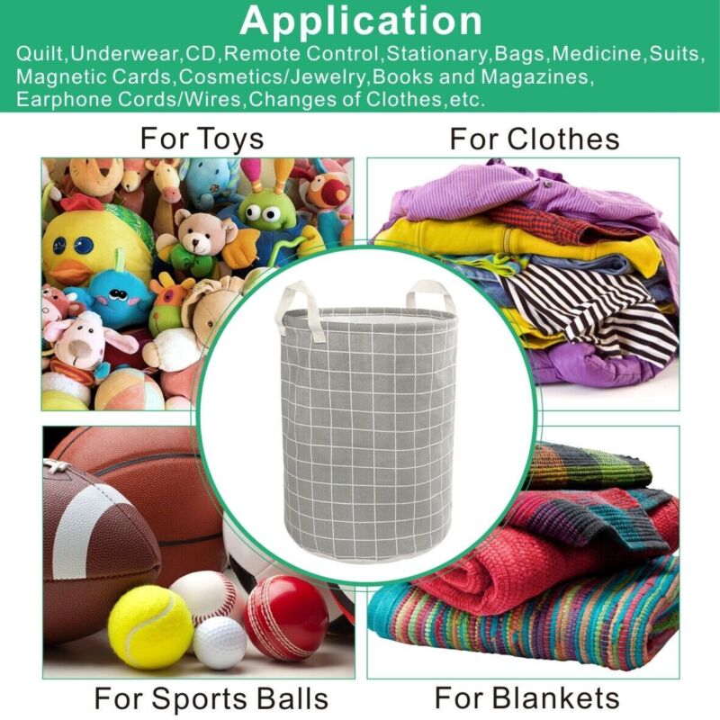 Washing Dirty Clothes Laundry Basket Canvas Baby Toy Hamper Bin Storage Bag Box