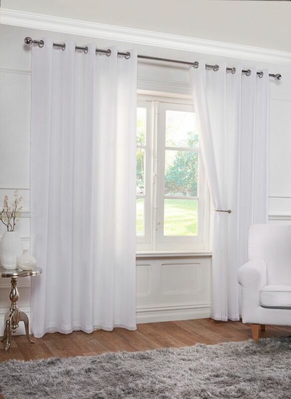 Sheer Lined White Voile Curtains