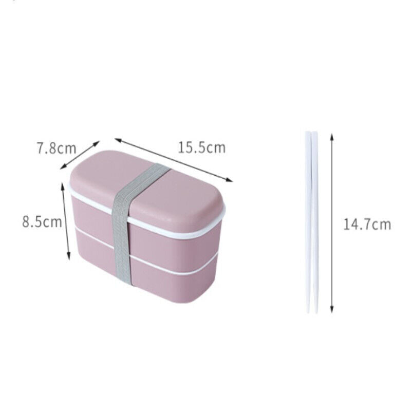 2 Layer Lunch Box Chopsticks Dinnerware Bento