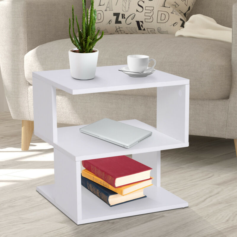 2 Tier Square Wooden Coffee Side Table With Storage Shelf Rack - Cints and Home