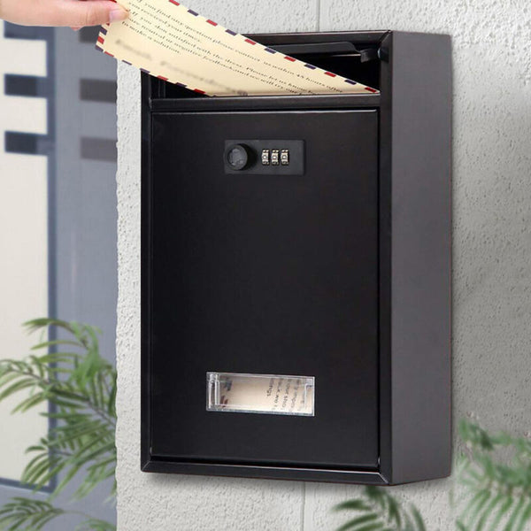 Letter Box Post Mail Box Wall Mounted Post Box Lockable with Combination Lock - Cints and Home