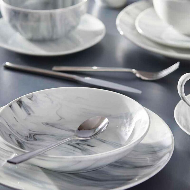 12 Piece Marble Design Porcelain Dinner Set