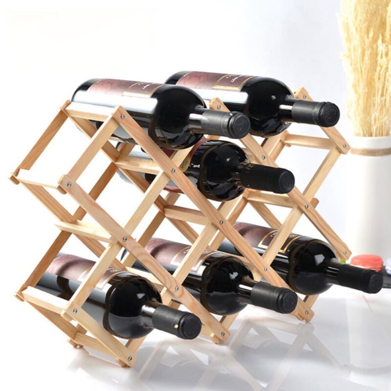 Amazing 10 Bottles Wine Rack Wooden Folding