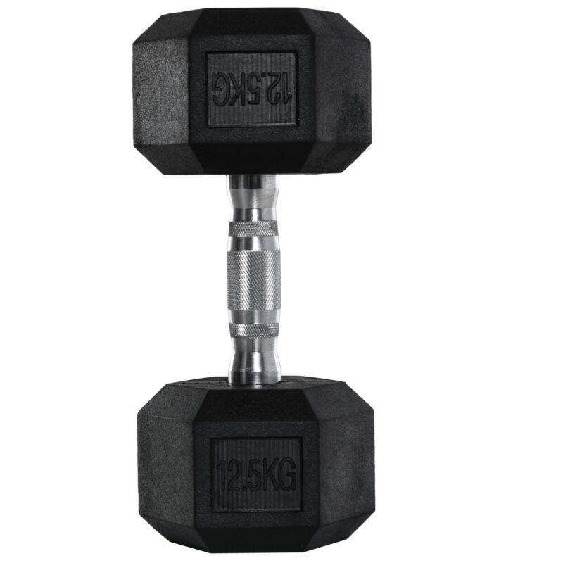 12.5KG Single Rubber Hex Dumbbell Portable - Cints and Home