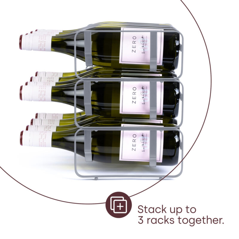 2Pc Stackable Grey Wine Rack Metal Standing