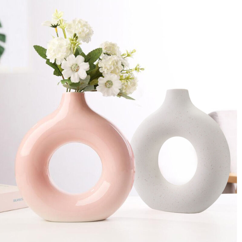 Ceramic Donut Vase Doughnut Round Art Vase