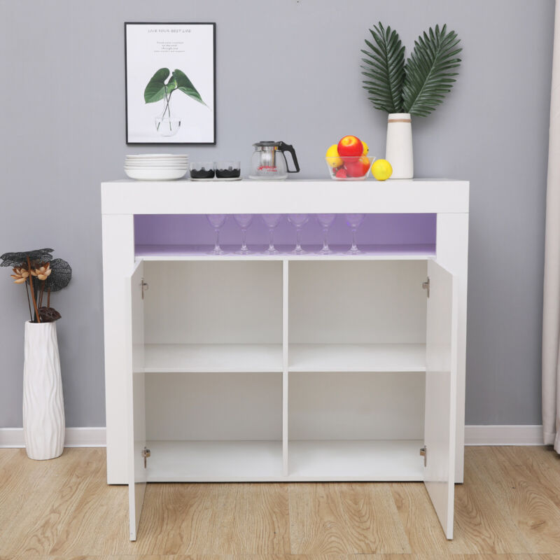LED White Sideboard Display Cabinet Cupboard - Cints and Home
