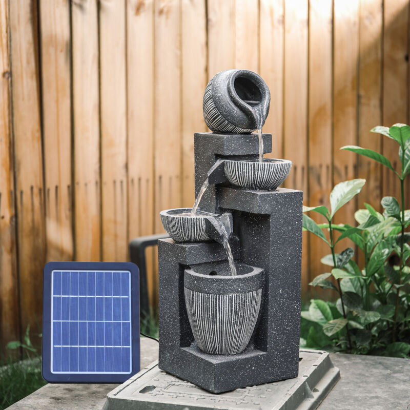 Solar Powered Garden Fountain Cascading