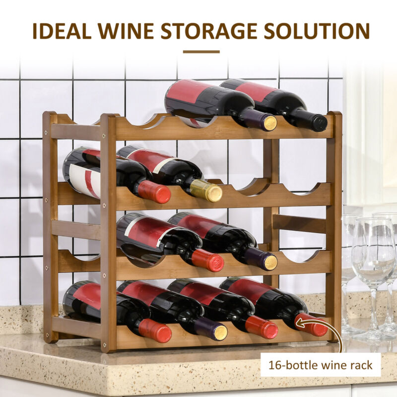 HOMCOM Free Standing Wine Rack 16 Bottle Holders
