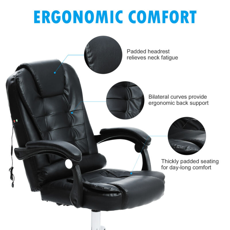 Luxury Leather Office Chair Massage Computer Gaming Swivel Recliner Executive - Cints and Home