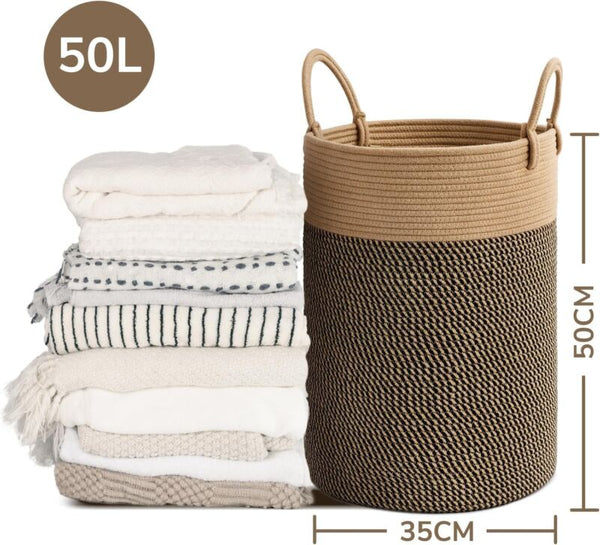 Laundry Basket Natural Cotton Hand-Woven Rope