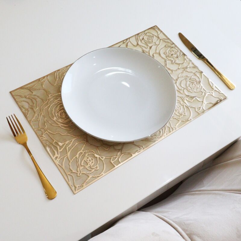 Gold Placemats Set of 6 Table Place Mats Indoor Outdoor