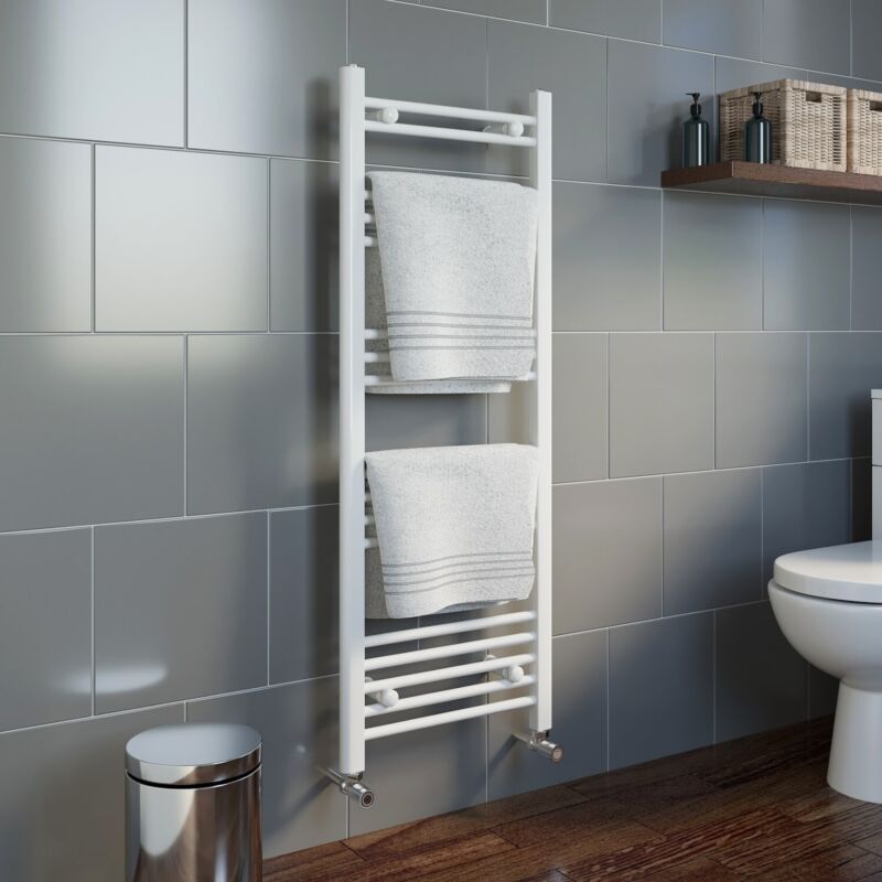 Modern Bathroom Heated Towel Rail Radiator Straight White 17 Rails - Cints and Home