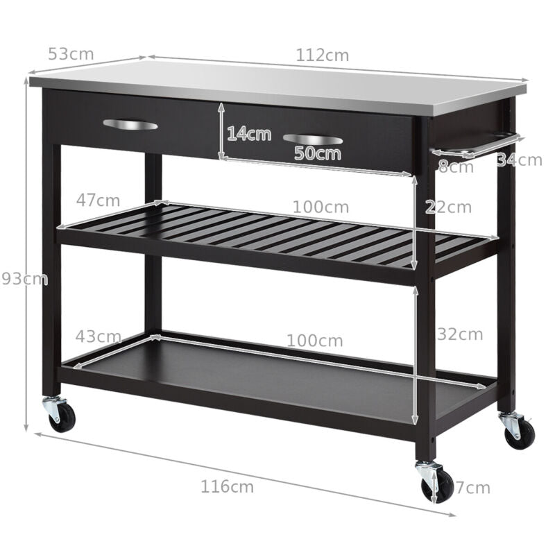 Kitchen Trolley Rolling Island Serving Cart - Cints and Home