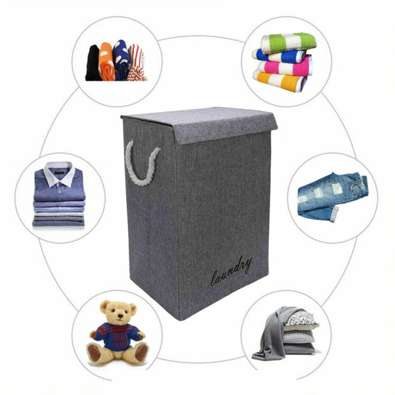 Fabric Laundry Collapsible Hamper Foldable Washing Bin Basket Clothes Bag Home
