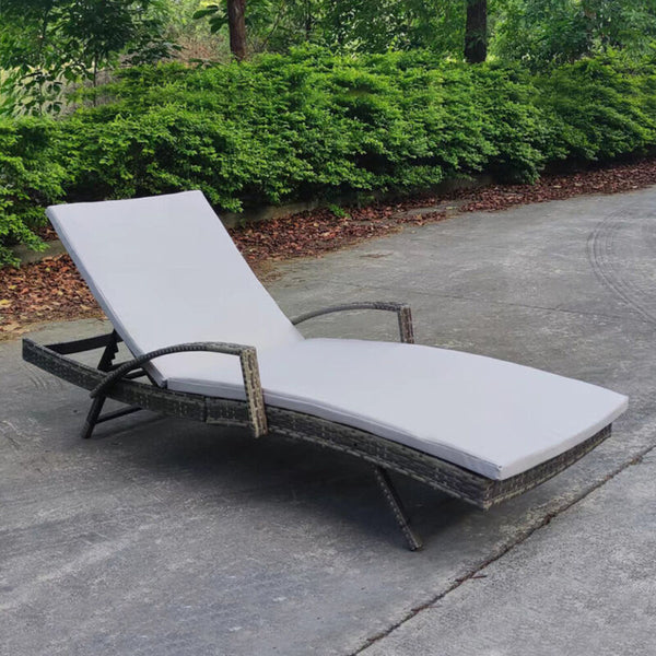 Garden Sun Lounger Chair Reclining Sunbed with Cushion
