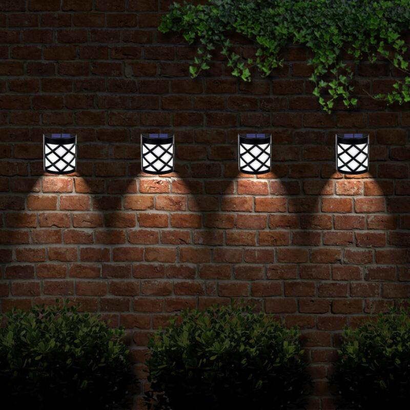 4 X Bright Outdoor Led Solar Powered Wall Lights - Cints and Home
