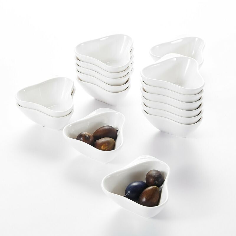 16pc 3" Mini Ramekins Porcelain Heart-shaped Snack Serving Dishes Bowl