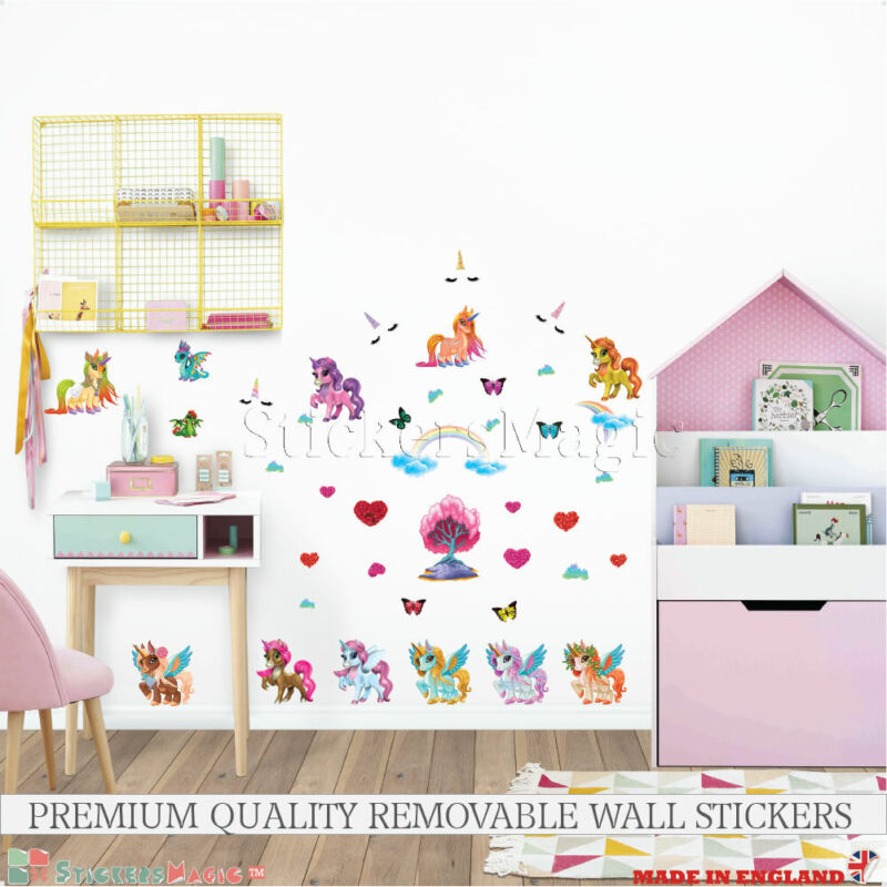 Unicorn Rainbow Wall Stickers for Girls Bedroom Decoration - Cints and Home