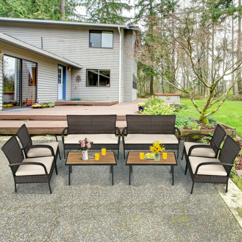 4PCS Outdoor Rattan Furniture Bistro Set Garden Patio