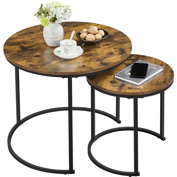 Nesting Coffee Tables Set of 2, Round Stacking