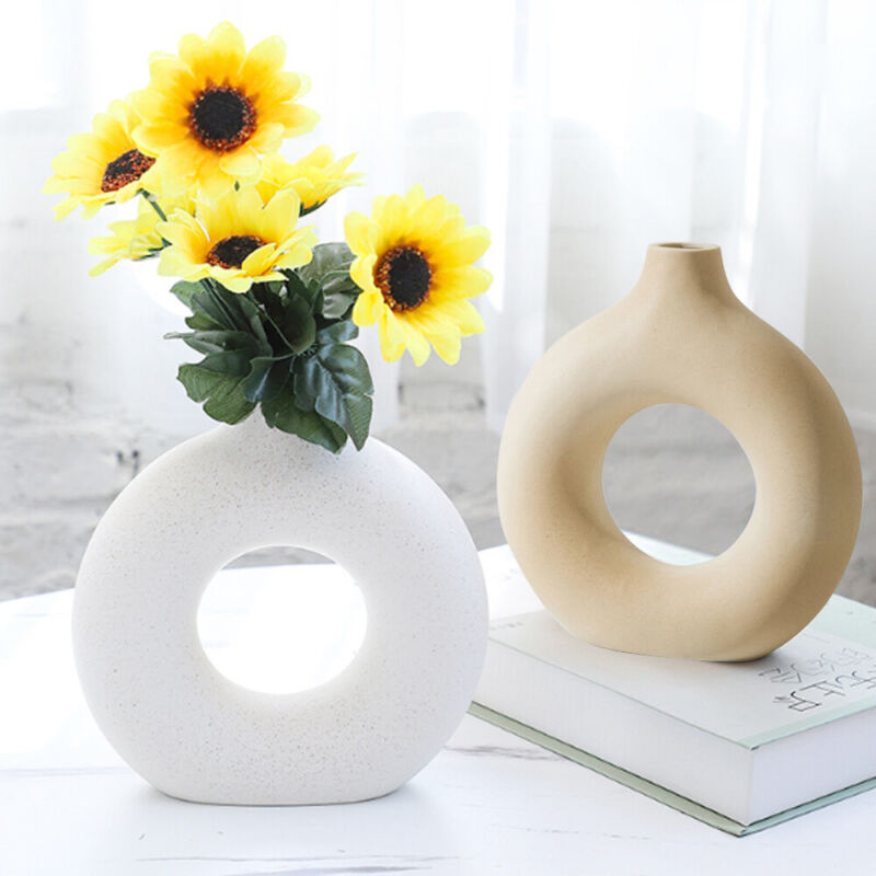 Ceramic Donut Vase Doughnut Round Art Vase