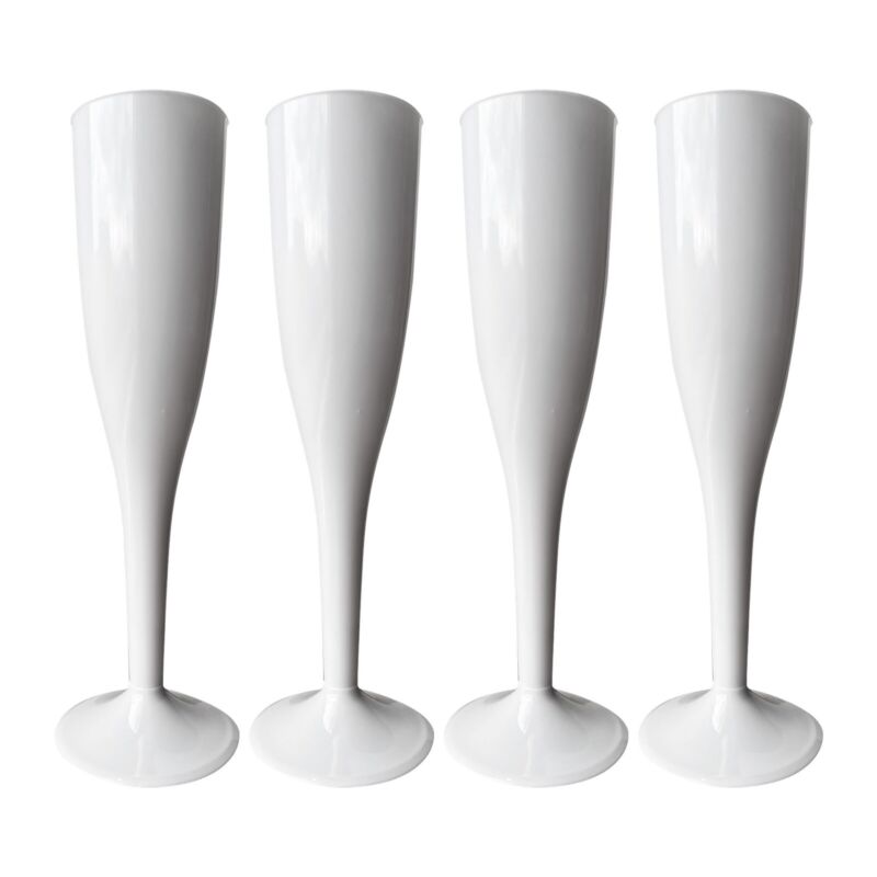 Pack of 10 Plastic Champagne Flute, White Prosecco Glasses