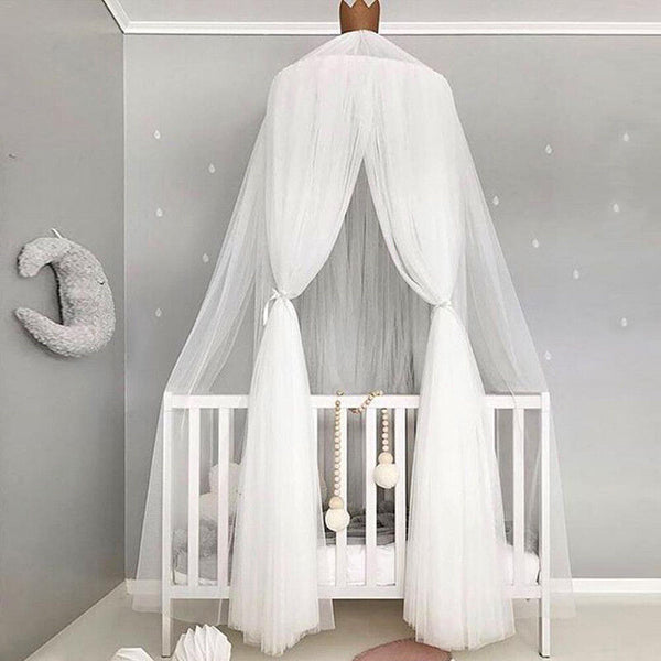Kids Baby Bed Canopy Bedcover Mosquito Net white - Cints and Home