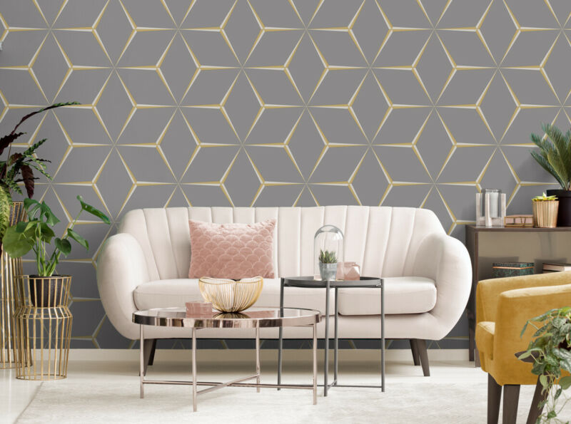Mustard Yellow Geometric Wallpaper - Cints and Home
