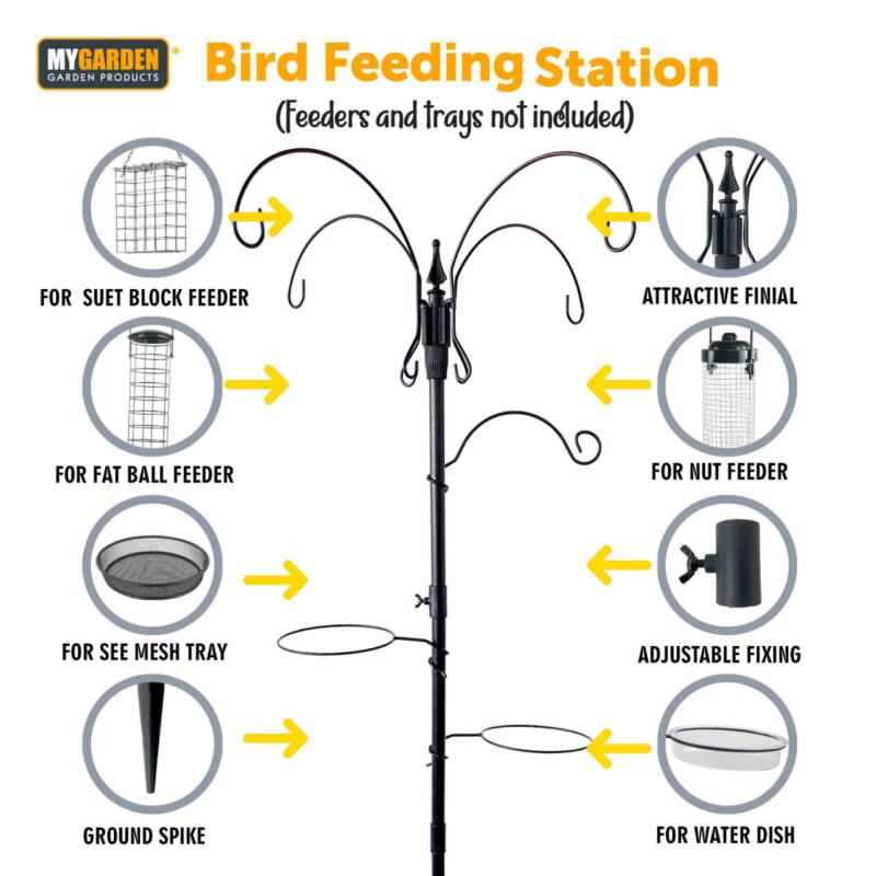 Bird Feeding Station Pole Garden Hanging Seed Bath