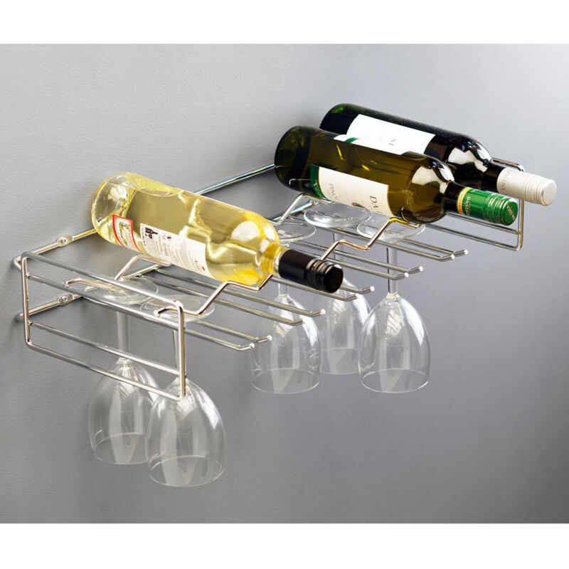 Chrome Wine Bottle And Glass Holder