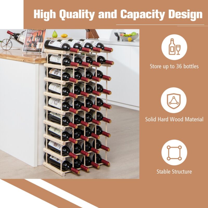 36 Bottles Storage Wine Rack Freestanding