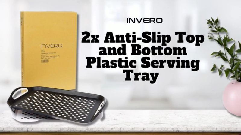 2x Serving Tray Plastic Rubber Grip Surface