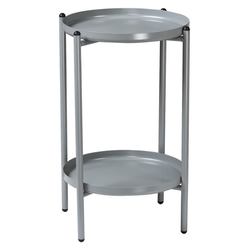 50cm 2-Tier Round Metal Side End Table Living Room