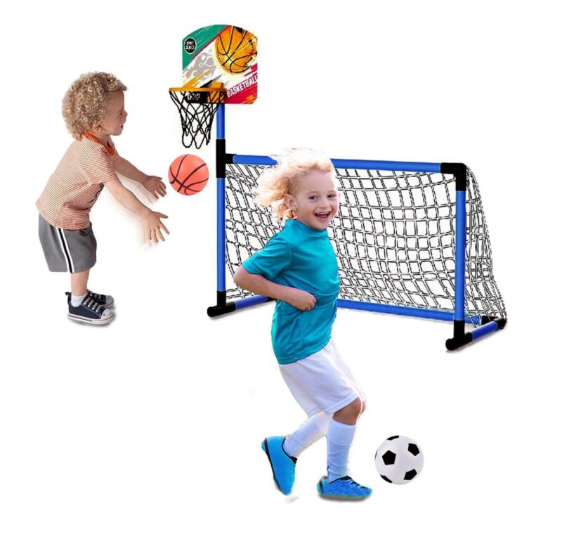Kids Football Basketball Hoop 2 in 1 Toy Indoor Outdoor - Cints and Home