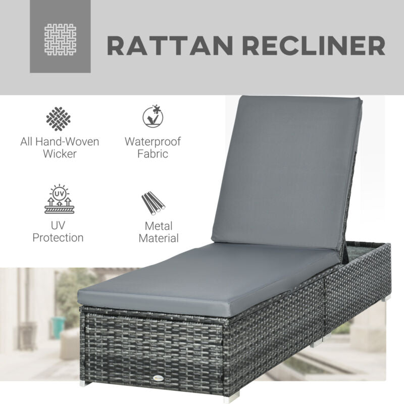 Garden Rattan Recliner Lounger Furniture Sun Lounger