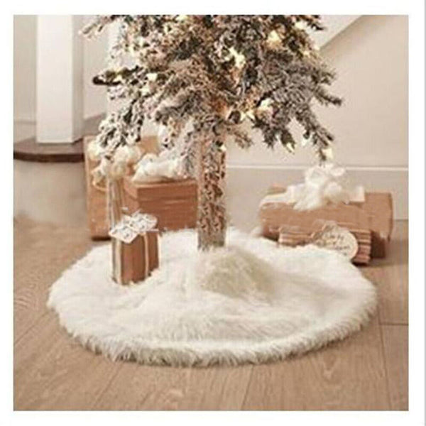 White Christmas Tree Skirt Faux Fur Base