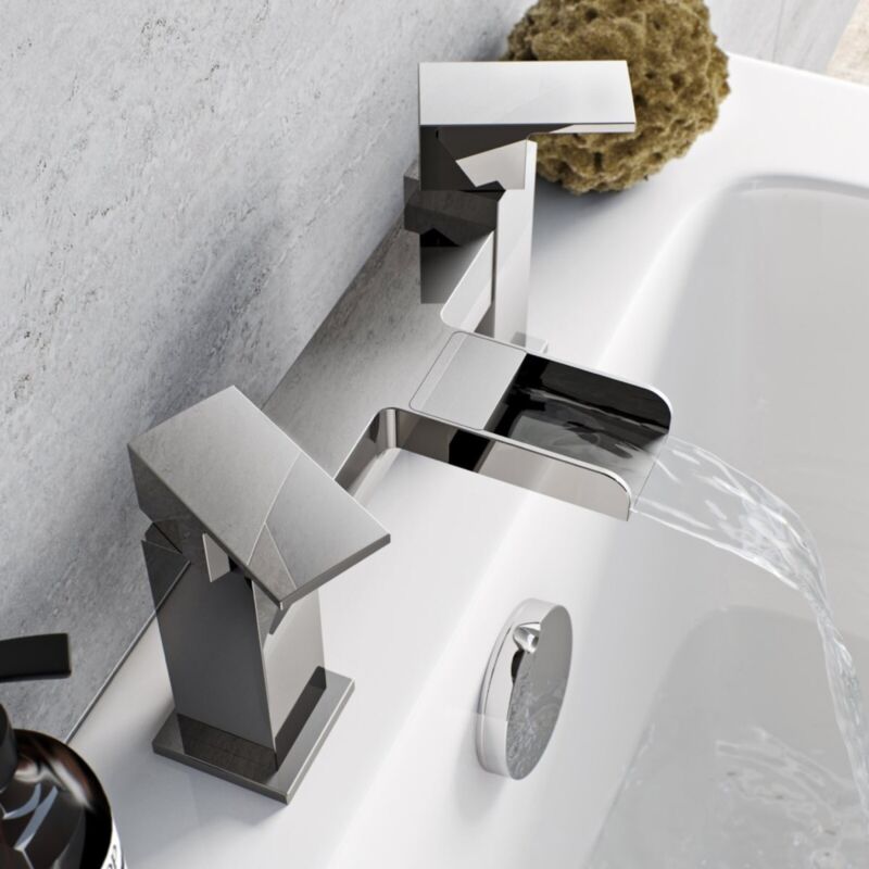 Waterfall Bathroom Taps Chrome Basin Mixer Bath Filler
