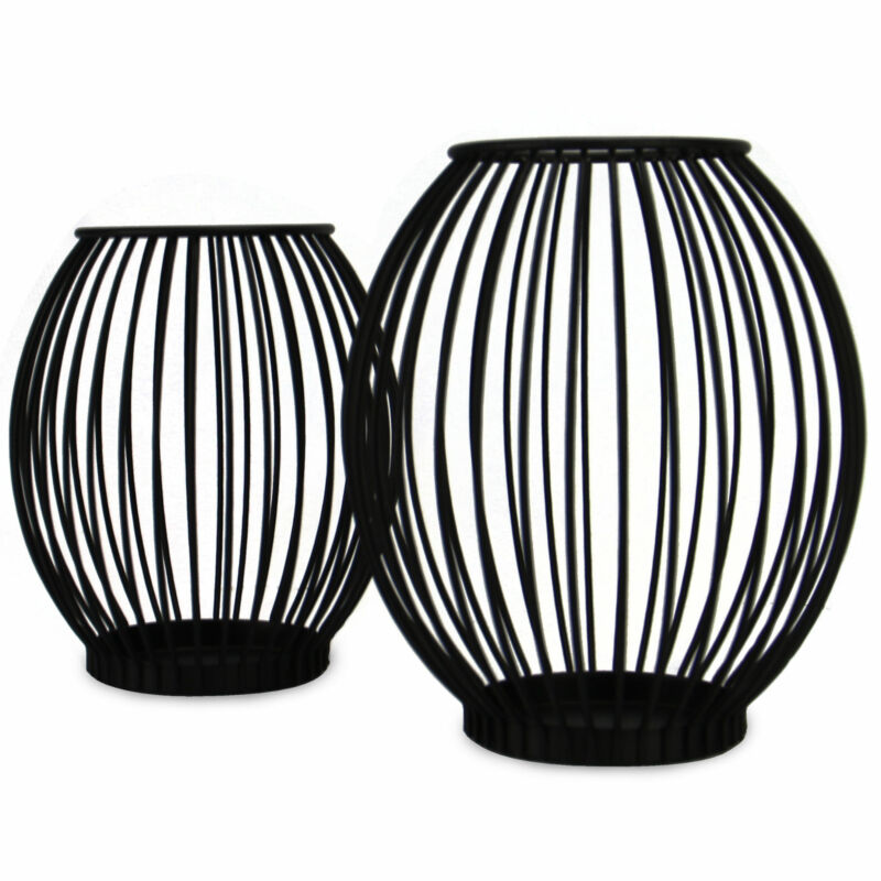 Cage Candle Holders - Set of 2 Black Small & Large