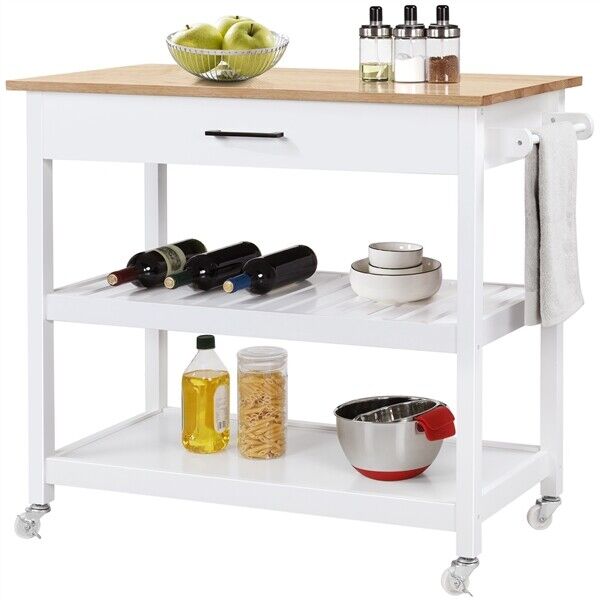 Kitchen Island Wood Storage Trolley - Cints and Home