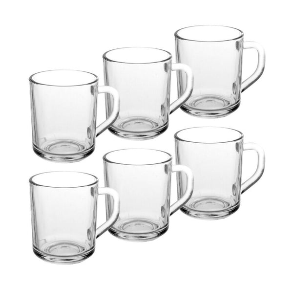 6 x Clear Glass Latte Cappuccino Tea Coffee Cups