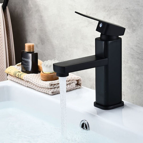 Black Waterfall Bathroom Sink Counter Taps Basin Mixer