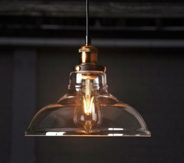 VINTAGE INDUSTRIAL RETRO LOFT GLASS CEILING LAMP SHADE - Cints and Home