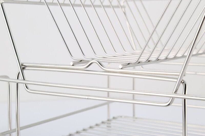 Large 2 Tier Stainless Steel Collapsible Dish Kitchen Rack