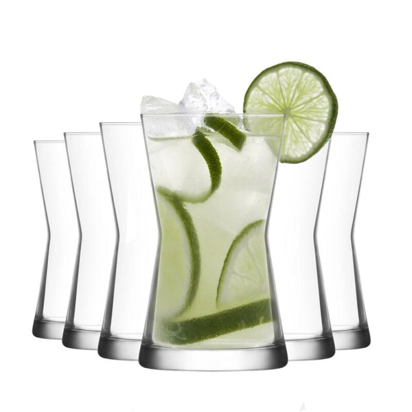 6x Derin Highball Glasses Water Juice Cocktail Tumblers